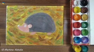 ГУАШЬ для начинающих | ЕЖИК В ОСЕННИХ ЛИСТЬЯХ - колючий, но добрый! | РИСУЕМ ЖИВОТНЫХ просто