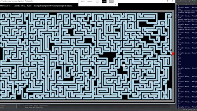 Python Maze Generating Algorithm - PathGen v2.4 with short move range смотреть онлайн
