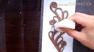 Ваза с элементами джутовой филиграни. Поделка из картона, джута и cd диска.