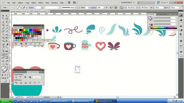 Как нарисовать сердце, зигзаг, завитушки и красивые листья в Иллюстраторе смотреть онлайн