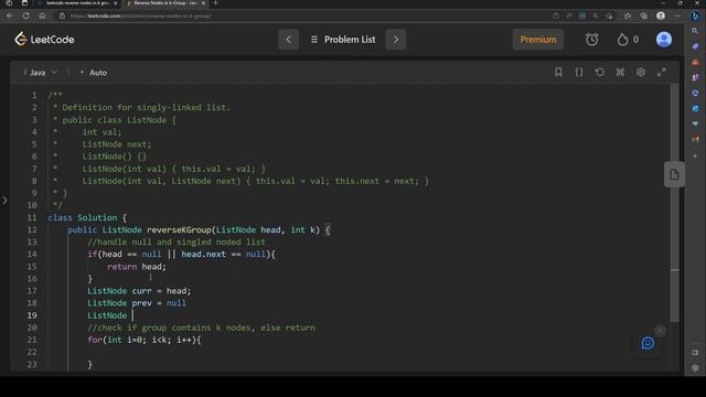 Java solution for leetcode problem Reverse nodes in k groups смотреть онлайн