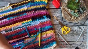 Ковер из остатков пряжи. Бесплатный и подробный МК. Простое и быстрое вязание.