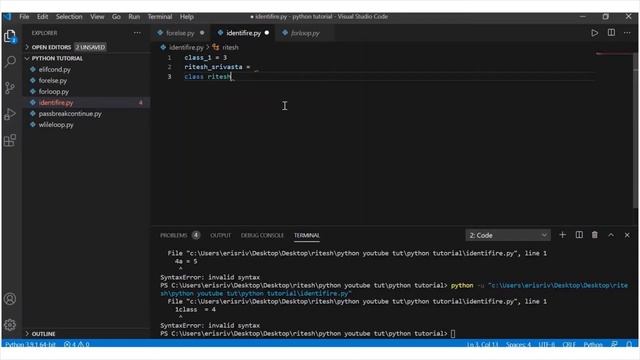 Python3 - Python Identifiers | How to Use Correctly |Absolute Beginner #24
