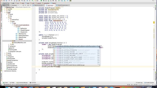 Create a Colored Square App with OpenGL on Android смотреть онлайн