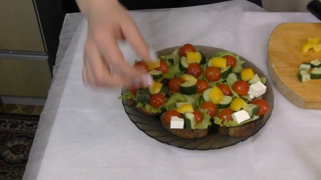 Брускетта С Греческим Салатом | Закуска | Бутерброд