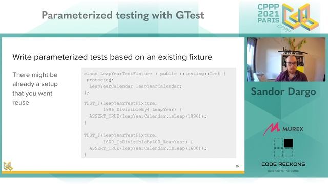 Parameterized testing with GTest - Sandor Dargo - CPPP 2021
