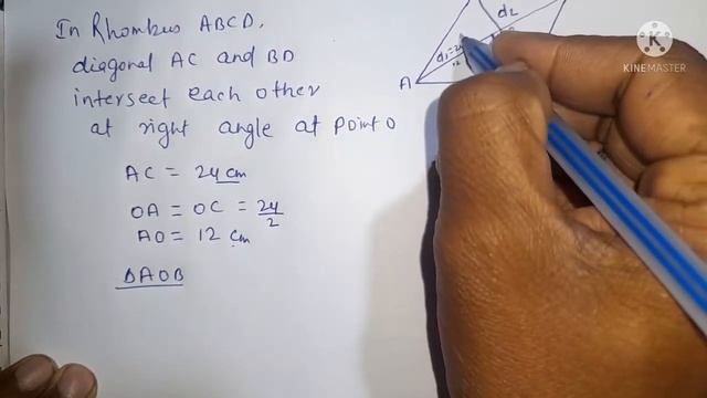 Find the area of a rhombus each side of which measures 20 cm and one of whose diagonals is 24 cm смотреть онлайн