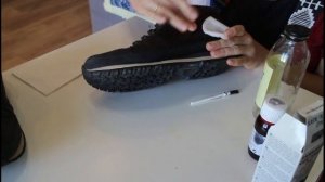 Перекраска реставрация ботинок из нубука замши New Balance в домашних условиях