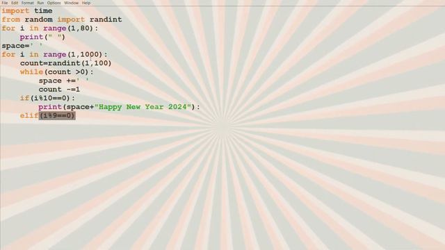 Create a python code for Happy New Year 2024 || Happy new year to all  #coding #2024 #cooltrick