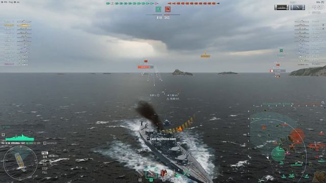 World of Warships -- Tier-VI-Battleship "West Virginia 1941", T6 with 406mm Guns смотреть онлайн