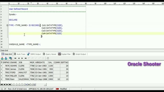 PL/SQL Tutorial #9: Declaration of User defined record datatype variables