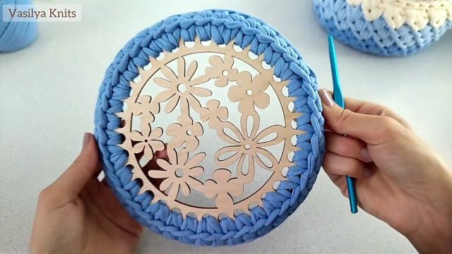 Какой вариант выберешь ты? Крышка для корзинки узором диагональ. Обвязка крышки.