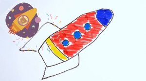 Drawing a rocket for children - Рисуем ракету для детей - Bolalar uchun raketa rasm chizish