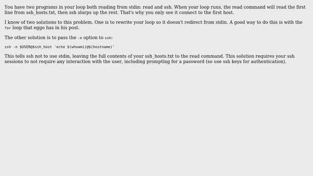Bash: Looping Over Stored Hostnames, Executing Commands via SSH on Those Hosts (3 Solutions!!) смотреть онлайн