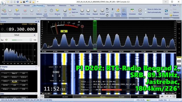 30.06.2023 08:52UTC, [Es], RTS-Radio Beograd2, Сербия, 89.3МГц, 1804км