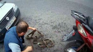 скутер на тросу тащит легковушку