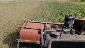 Косилка картофельной ботвы на минитракторе.