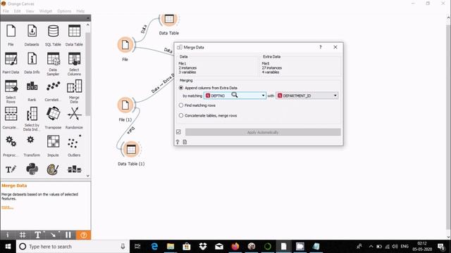 Merge Data in Orange  Combining Tables in Orange