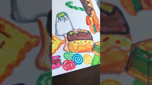Крутой рисунок с кучей сладостей! Шикабоны забыл добавить?? #сладости #мочи #рисунок #обзор смотреть онлайн