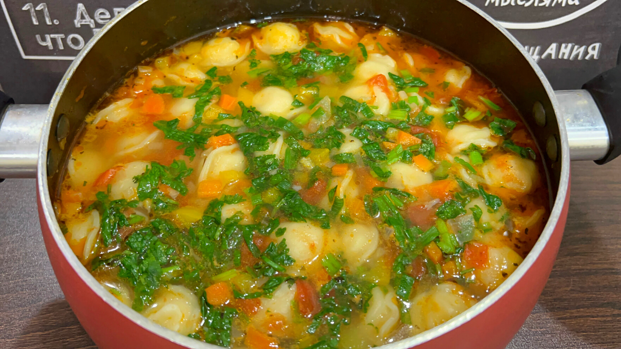 Суп с пельменями - вкуснейший рецепт от Натали на канале Ospen4iki