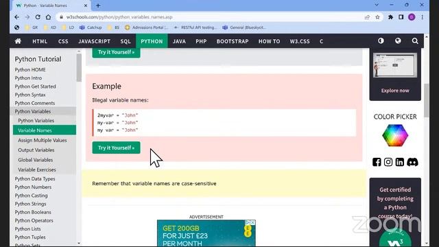 Python For Kids Class 3: Variable Names