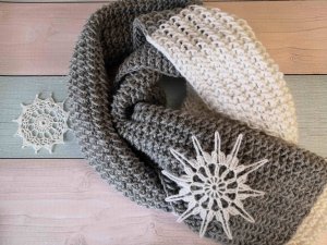 Легкий узор для шарфа и снуда. Обзор шарфа + Мастер-Класс.
