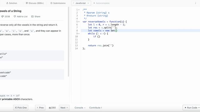345. Reverse Vowels of a String | JavaScript | LeetCode Daily Challenge | Two Pointers | Easy