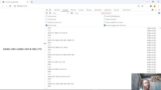 Vanilla JavaScript ID'S generating project.