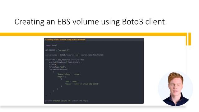 Working with AWS EBS volumes in Python using Boto3 смотреть онлайн