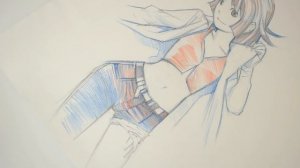 二色鉛筆でDrawing : 2 color pencil　2 Girls