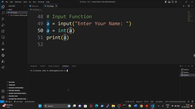 Input Function in Python in Hindi | FULL COURSE in hindi | learn python programming for beginners