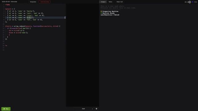 reduce_array example solved in PHP