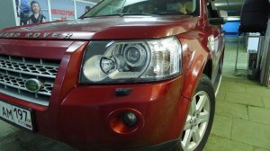 Freelander 2 тюнинг фар установка светодиодных модулей оптима установка ангельских глазок. Полировка