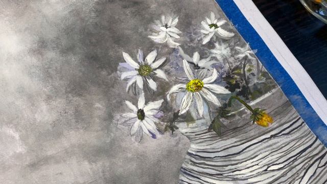 Relax Art Therapy:  watercolor painting, Stripe Vase & White Flowers смотреть онлайн
