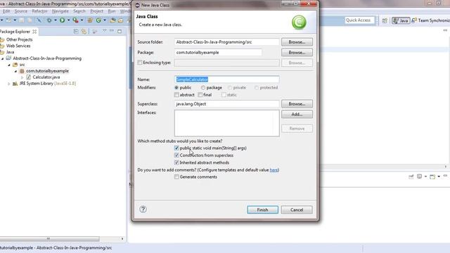 Abstract Class In Java Programming Example Tutorial Code in Eclipse