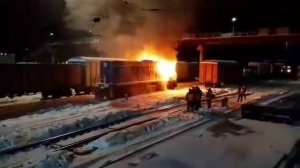 Тепловоз сгорел на станции Зима ВСЖД
