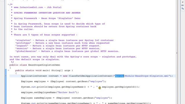 SPRING FRAMEWORK SINGLETON BEAN SCOPE DEMO TAMIL смотреть онлайн