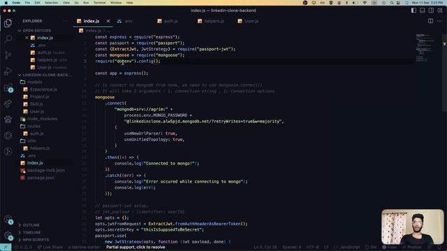 Build a Linkedin Clone using MERN Stack | Adding dotenv support to NodeJS | MERN Stack Project