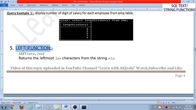 SQL TEXT/STRING FUNCTION | LOWER | UPPER |  SUBSTR | INSTR | LENGTH | LEFT |  TRIM | XII IP | CBSE