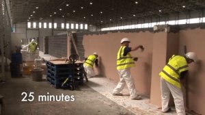 PFT and Knauf - the plaster race: Projection plastering vs. manual plastering