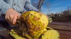 Как почистить ананас ножом Финкой НКВД от Барк