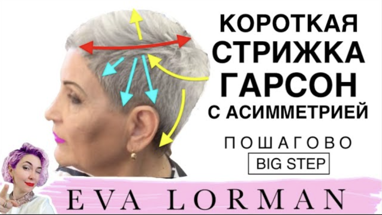 Молодящая Женская стрижка на короткие волосы Пошагово! Уроки стрижек Евы Лорман | Стрижка Гарсон