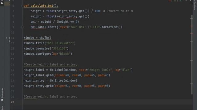 Learn how to create a BMI calculator using Python TKinter library | beginner's guide