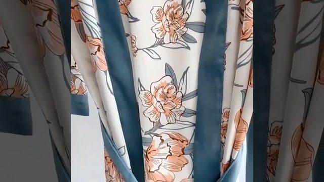 Комплект шелковый женский халат и ночная сорочка. Набор для сна, пижама женская шелковая