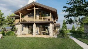 Видео обзор: загородный двухэтажный дом в стиле шале