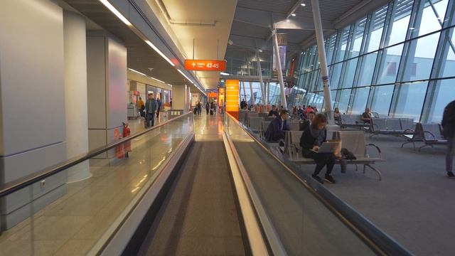 Poland Warsaw Airport 1X moving sidewalk