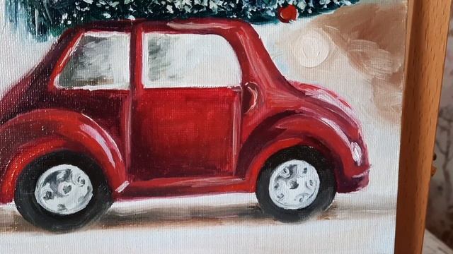Нет в наличии/под заказ картина маслом "Новогодняя ёлка" 30×20см.,2021год.