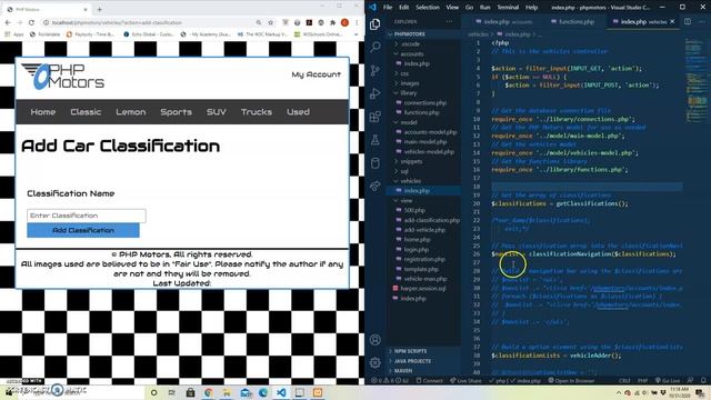 PHP Nav Function, PHP server-side validation, HTML client-side validation, and sticky form elements