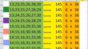 all combinations for lotto 6 out of 36 in total 6/36 Lotto Kombination Лото 6x36 Сумма 145 video 43