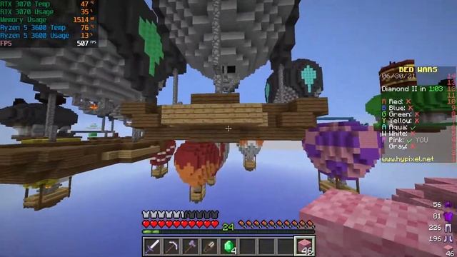 Minecraft [Lunar-Client] Hypixel BedWars with RTX 3070 + Ryzen 5 3600 l 1080p смотреть онлайн